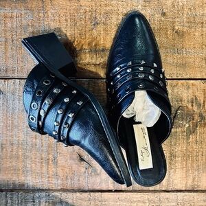 Vintage Havana Coastal Cowgirl Studded Black Mule Bootie Slip On Women’s Sz 7.5